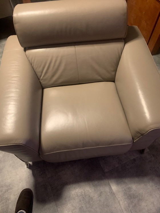 Image 1 of Natuzzi armchair, dark taupe