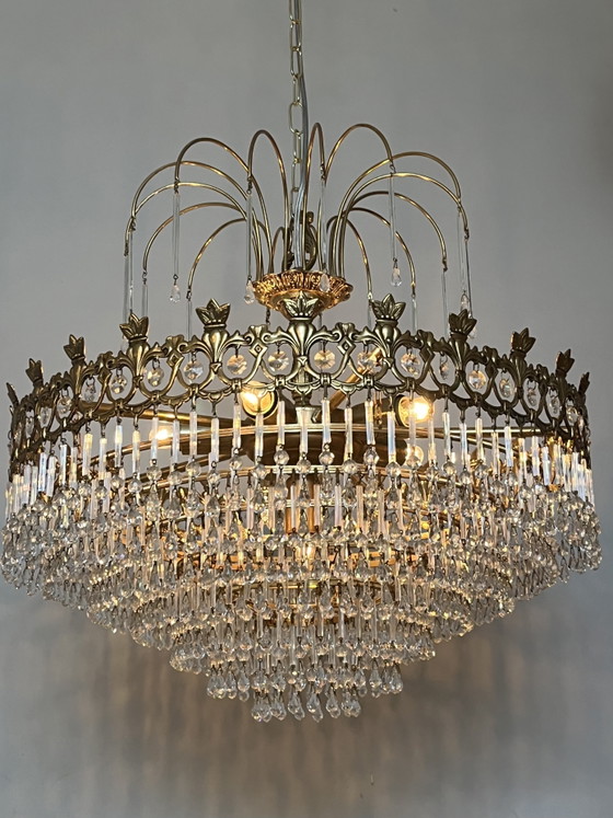 Image 1 of 1920s / Art Nouveau style Vintage crystal chandelier