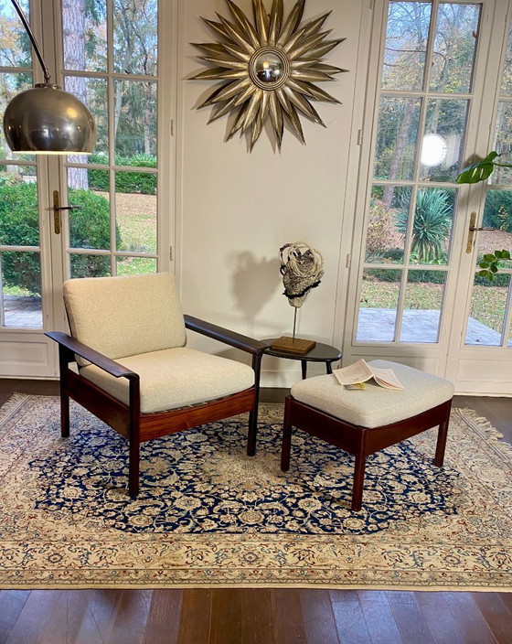 Image 1 of Fauteuil & Ottoman Hans Olsen – Vatne Møbler (Danemark, 1960s) Palissandre