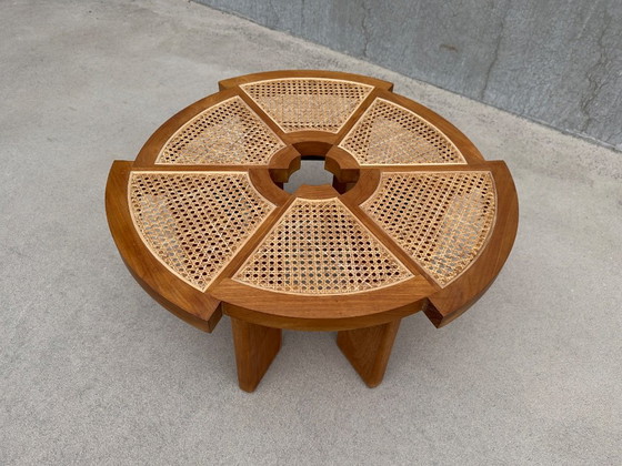 Tavolino da caffè di design Mid-century in legno e vimini – Anni '60 – Tavolini da caffè, Rattan (photo 16 of 22)