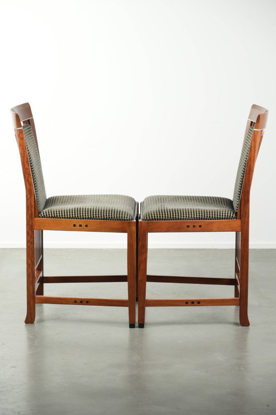 Image 1 of 4 x Art Deco design Schuitema eetkamerstoel met houten frame en luxe stoffen bekleding uit de Decoforma serie