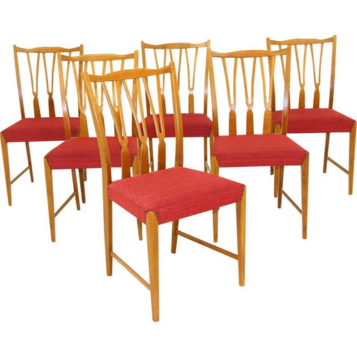Set of 6 vintage teak chairs by Hugo Troeds for Bjärnum, Sweden 1950