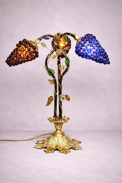 Art Nouveau table lamp with a Murano glass shade. – tafellampen, Bronze, Crystal (photo 2 of 8)