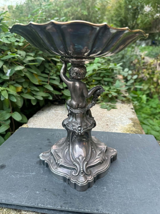 Tazza centrotavola argentata Art Nouveau, Oggetti decorativi, Metallo, Argentato (foto 7 di 10)