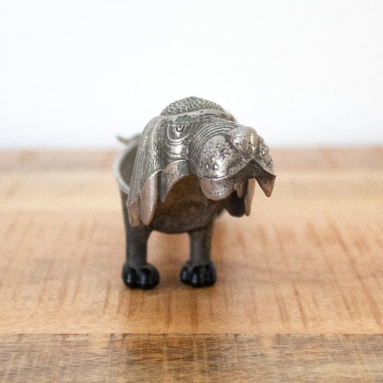 Image 1 of Vintage metal ashtray in the shape of a dachshund/dog