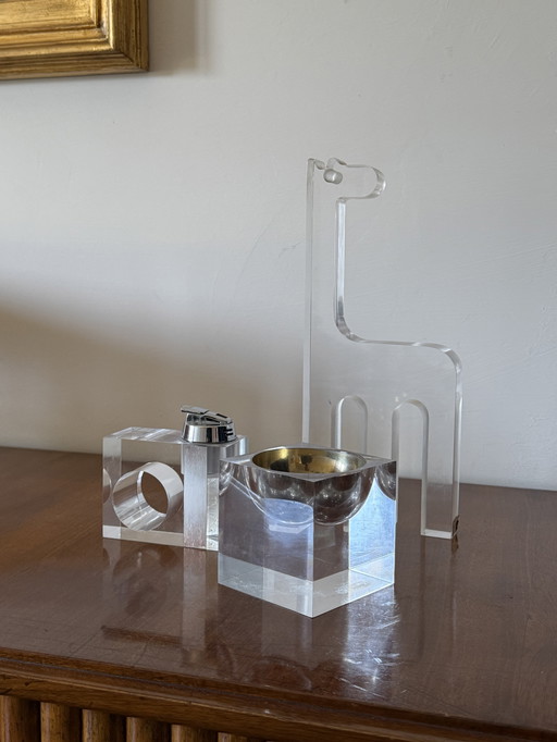 Silvio Russo, Sculpture girafe en lucite, Guzzini Italie 1970