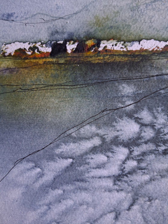 Image 1 of Spring in the mountains,watercolor on paper in mixed media