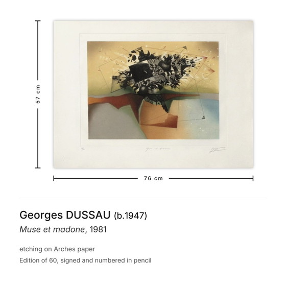 Georges DUSSAU signierte Radierung Muse Et Madone 1981 – Lithographien & Drucke, Paper (photo 3 of 5)