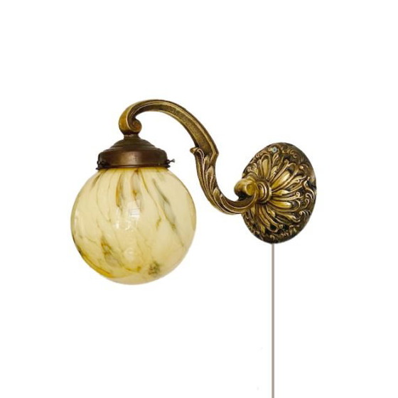 Image 1 of Lampada da parete Art Déco in ottone opalino, anni '30