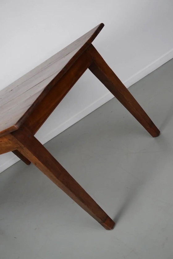 Image 1 of Table à manger rustique française ancienne en bois de fruit et de chêne, début du XXe siècle