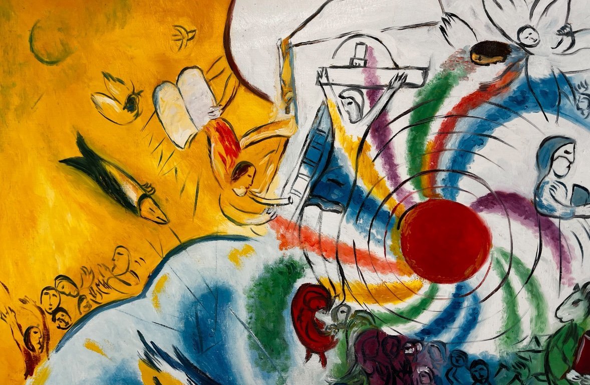 Chagall 抽象画 油彩作品 Marc Chagall - La Création de l'Homme - Oil on canvas (rolled