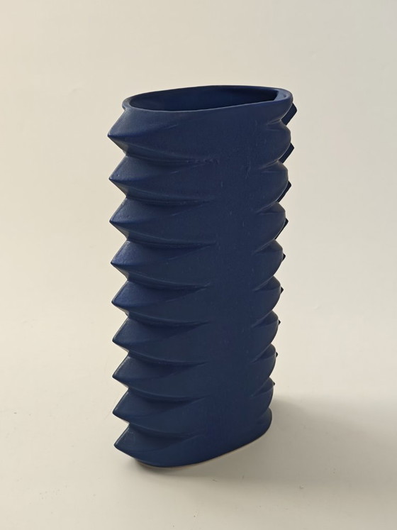 Jan Van Der Vaart – Vase en céramique bleue – Design hollandais – Vintage – Ceramic (photo 2 of 12)