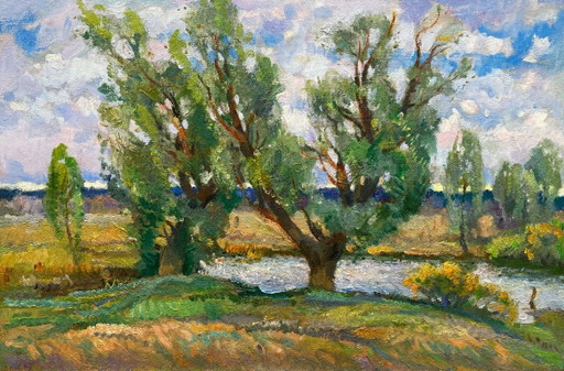 Original Vintage Oil Painting Natural Landscape