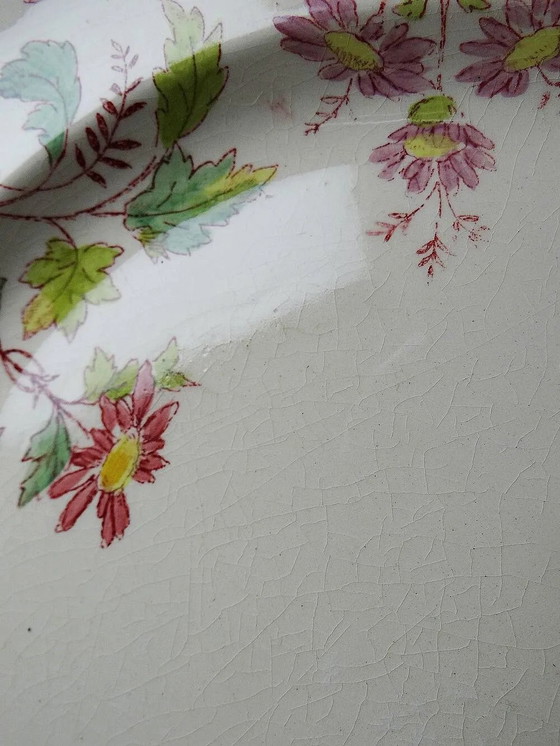4 antieke dessertborden Longchamp Daisies aardewerk – Servies, Porselein, Art Nouveau (photo 10 of 17)