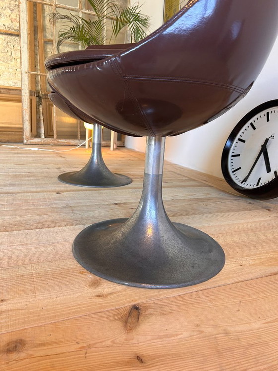 Tulip Swivel Chairs, Italy, 1970s, Set of 2 – Metal, Skai (photo 3 of 5)