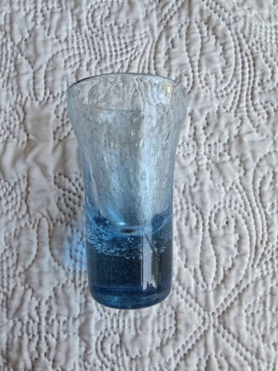 Biot signed blue bubbled glass soliflore vase (photo 5 of 5)