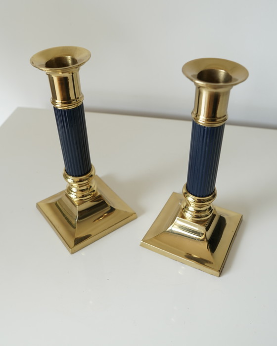 Image 1 of Paire de Bougeoirs Vintage en Laiton Doré – France – Années 70