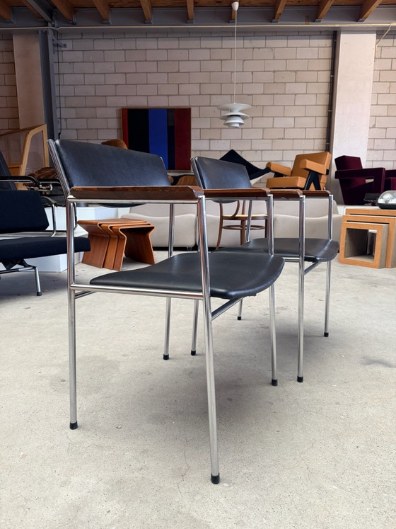 Vintage Model 60 Armchair, Gijs van der Sluis, Wood, Chrome, Black (photo 8 of 10)