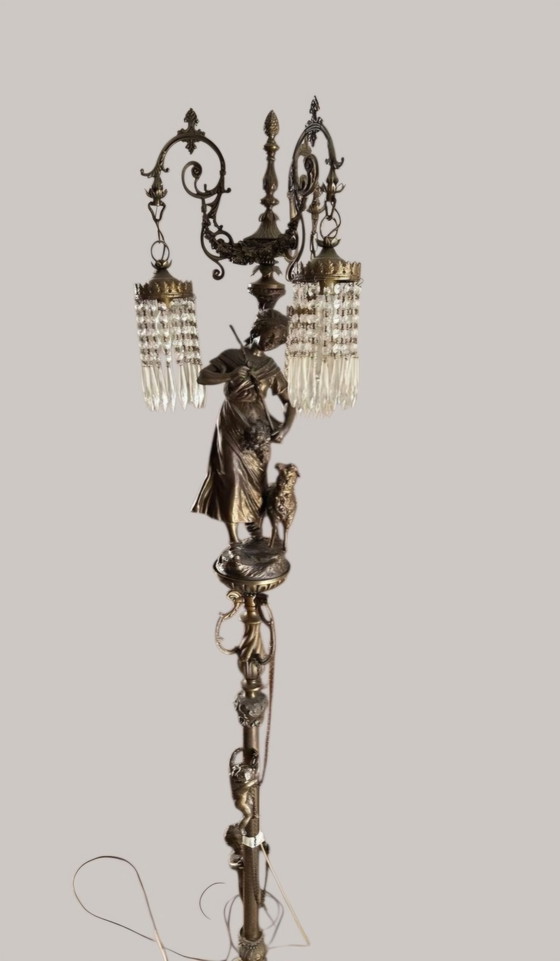 Unique Antique 5-Piece Lamp Set – Frans Rococo, Chandeliers, Bronze (photo 5 of 5)