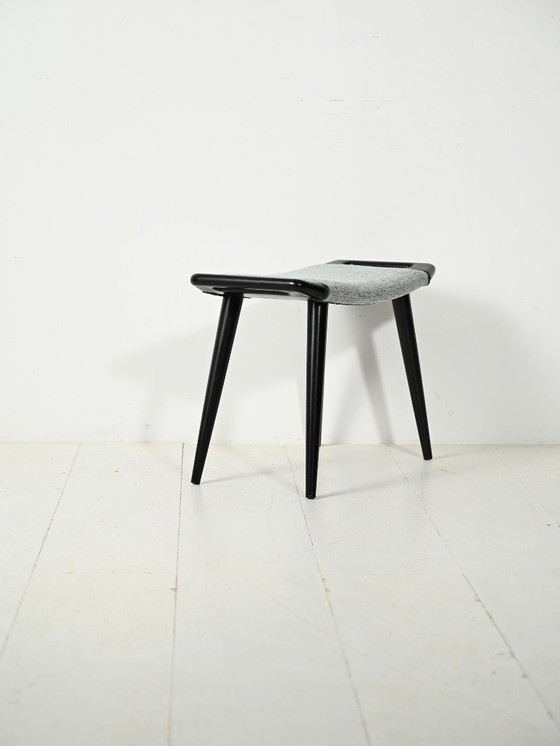 Image 1 of 1960s Scandinavian Black Lacquered Stool