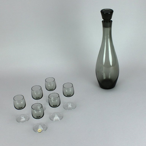 Image 1 of Aloys Ferdinant Ganghofner - smoked glass service "Cora" - Peill - Germany - 43 pieces - 1950s