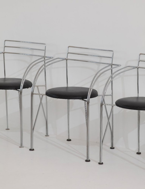 Image 1 of 4 sedie/poltroncine cromate "Lune d'Argent" di Pascal Mourgue per Fermob, vintage circa 1985