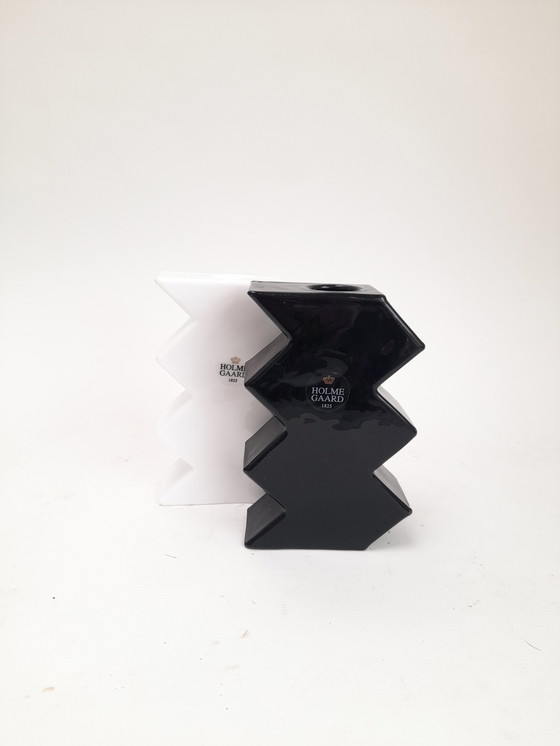 Image 1 of 2 Holmegaard glass zigzag candle holders 