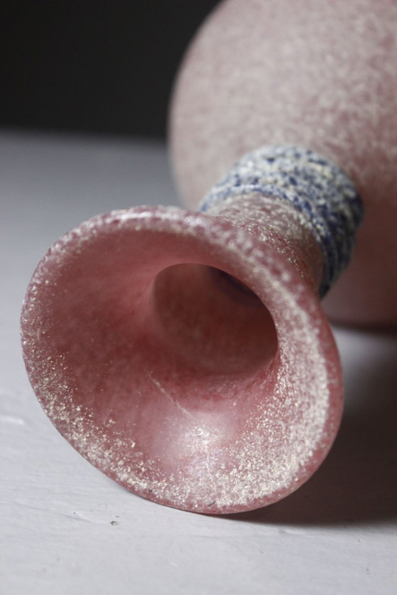 Image 1 of Vintage vaas van geblazen glas, Scavo-techniek, uit Murano, Italië, jaren 80.