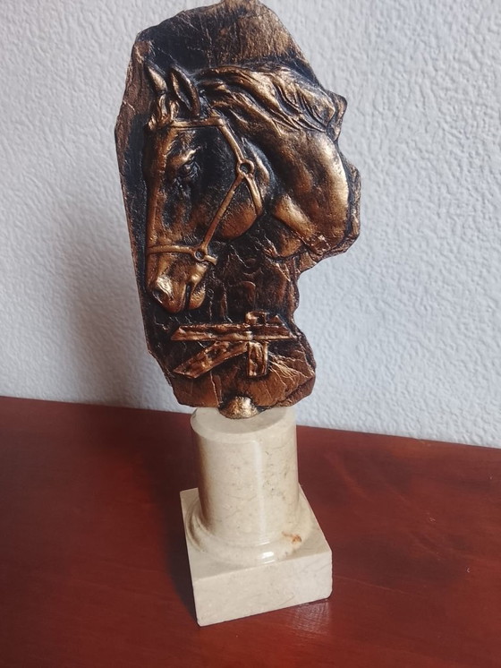 Image 1 of Steigerend Paard vintage Messing - Hollywood Regency