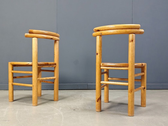 Image 1 of Sedie da pranzo vintage in legno di pino - anni '80 - Set di 6