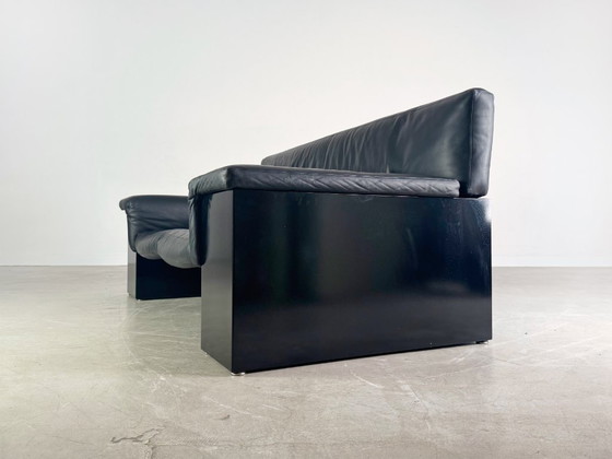 Image 1 of Original Knoll Brigadier two-seater leather black Cini Boeri 1980