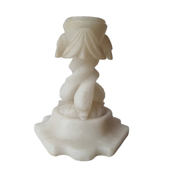 Image 1 of Antique alabaster tea light holder on base