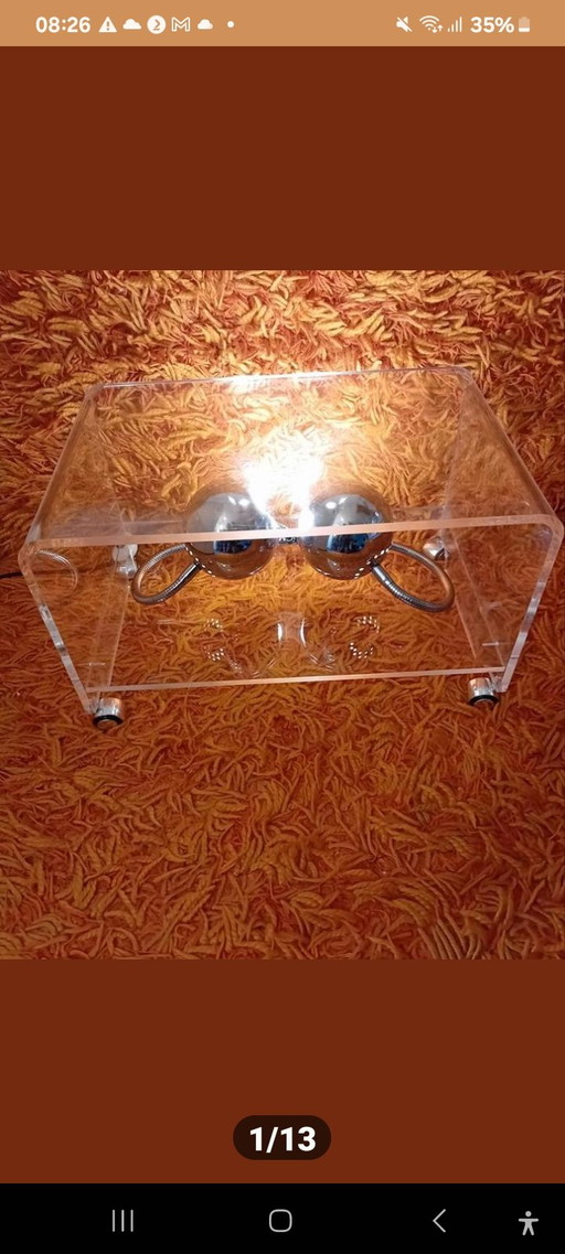 Vintage Michel Dumas For Roche Plexiglas Table Lucite
