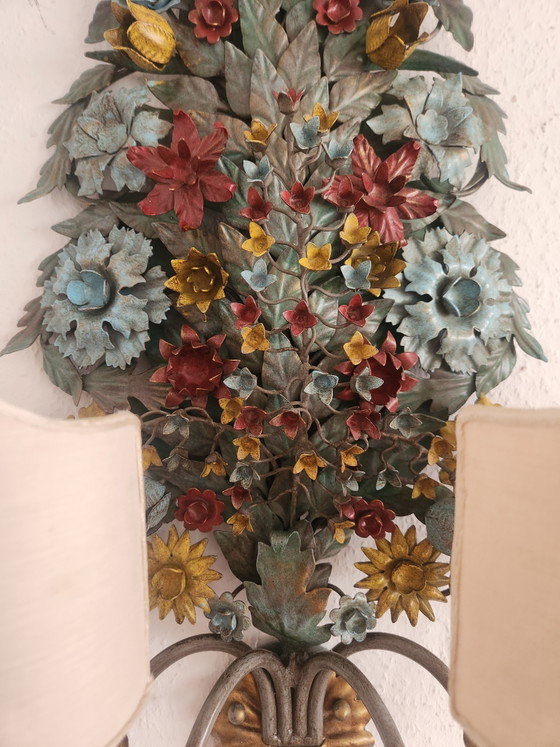 Set di 3 applique da parete CIANI Firenze, dipinte e forgiate a mano, applique fiorentine "Bouquet – Metal (photo 9 of 15)