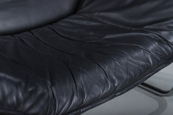 Image 1 of Bauhaus Lounge Chair in Black Leather attributed to Johan Bertil Häggström for Swed-Form / Ikea, Sweden, 1970s