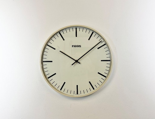 Reloj de pared suizo vintage beige de Favag, años 70