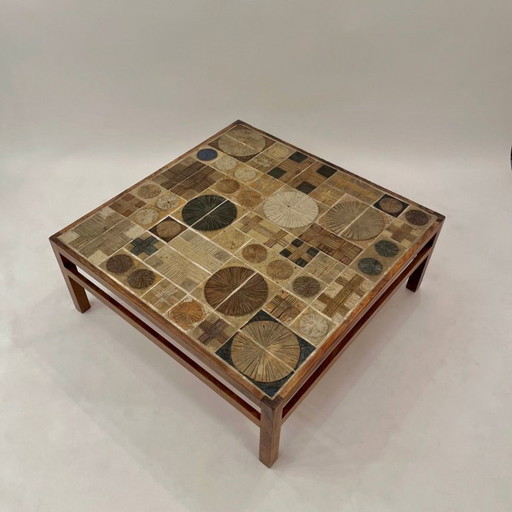 Table basse en céramique et bois de rose par Tue Poulsen