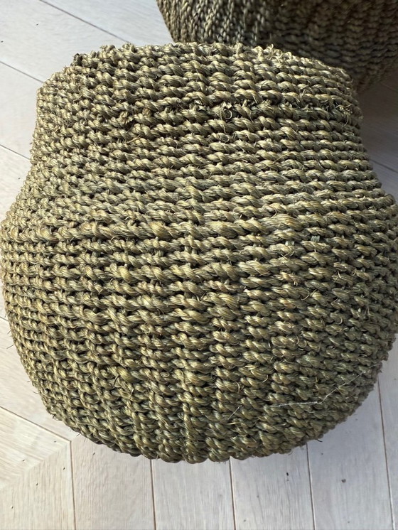 Image 1 of 2 paniers à plantes robustes en sisal tressé, vert mousse