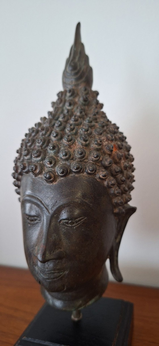 Tête de Bouddha en Bronze, Sculptures, Bois, Noir (photo 2 sur 9)