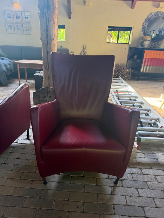 Montis Windy Armchairs – Gerard Van Den Berg – Bordeaux Red Leather (photo 9 of 12)