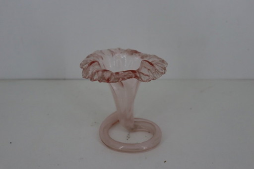 Vintage Italian Murano Style Lily Vase / Trumpet Vase – Pink Glass