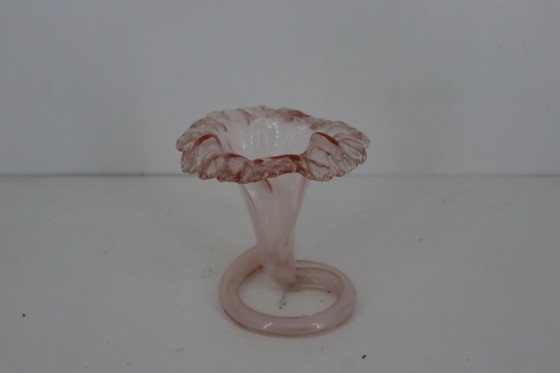 Image 1 of Vintage Italian Murano Style Lily Vase / Trumpet Vase – Pink Glass