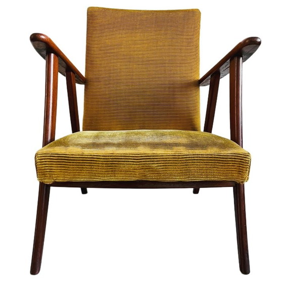 Image 1 of Vintage mid-century Scandinavian armchair teak ochre yellow 1960's