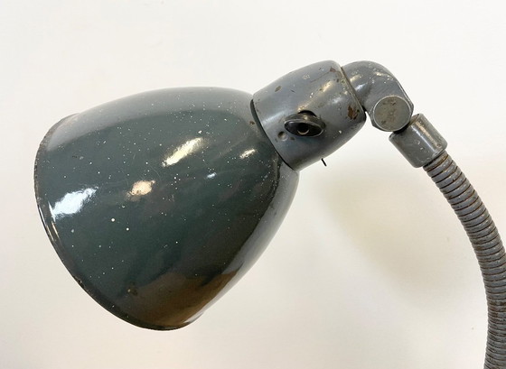 Image 1 of Lampada da scrivania a collo di cigno in smalto grigio industriale di Siemens, anni '50