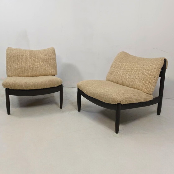 Image 1 of Set di 2 poltrone lounge Carl Straub, rivestimento in lana anni '60, stile brutalista