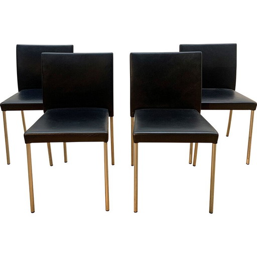 Vintage Jason Litte 1700 stoel in verchroomd aluminium en zwart leer voor Walter Knoll