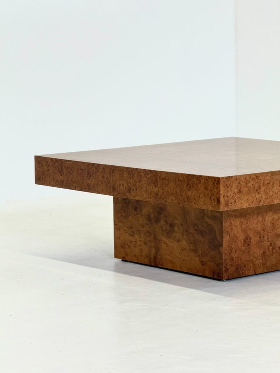 Image 1 of Square coffee table by Fratelli Turri with burl wood