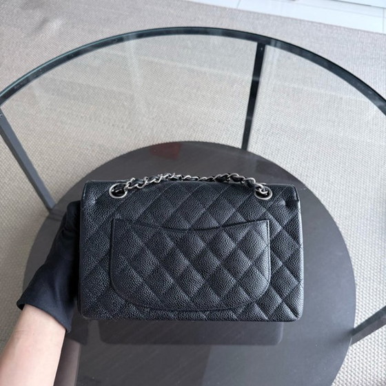 Image 1 of Chanel Classic Flap Small - Caviar 23CM Quilted Grained Calfskin Black Silver Hardware Series 12