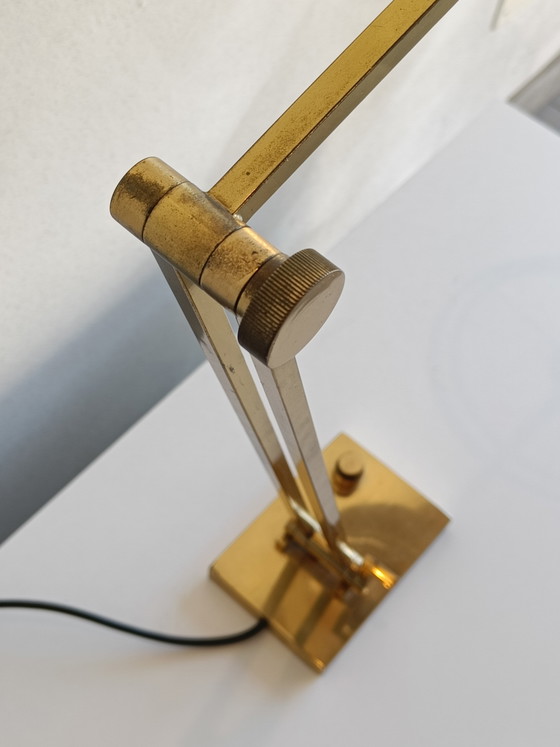 Image 1 of Large adjustable solid brass table lamp, Italy 1970s/80s, MD signed