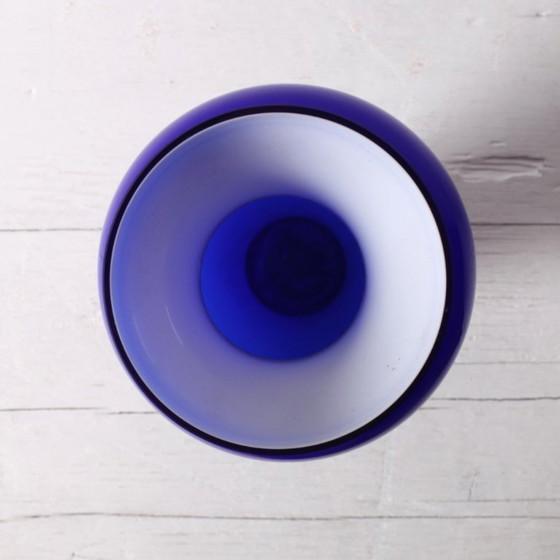 Image 1 of Vase vintage rare en verre de Murano bleu et blanc, milieu du XXe siècle / Italie / années 1970